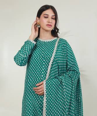 Rama green cottonstraight kurta sets 3