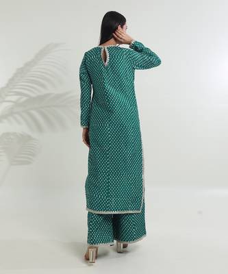 Rama green cottonstraight kurta sets 5
