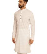 White chikankari embroidery cotton kurta