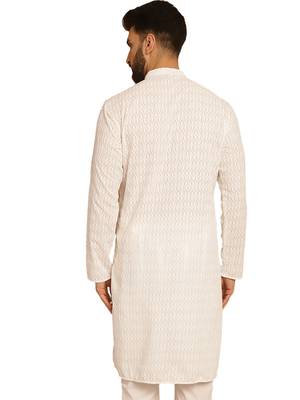 White chikankari embroidery cotton kurta 2