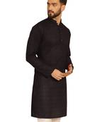 Black chikankari embroidery cotton kurta