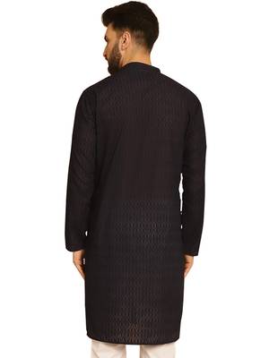 Black chikankari embroidery cotton kurta 2