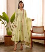 Pista chanderi anarkali