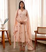 Peach chanderi anarkali