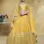 magnetic yellow foil work net haldi lehenga set choli with dupatta with dupatta