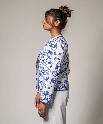 Azulejos white & blue shacket 2