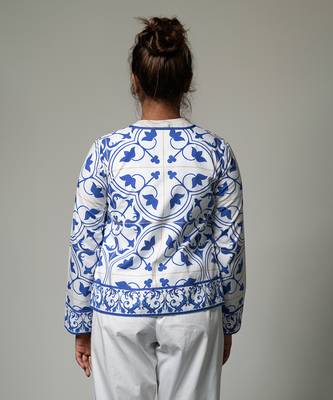 Azulejos white & blue shacket 3