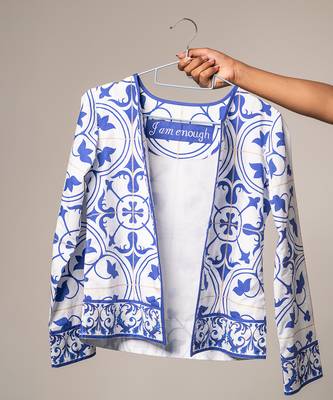 Azulejos white & blue shacket 4