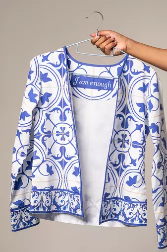 Azulejos white & blue shacket