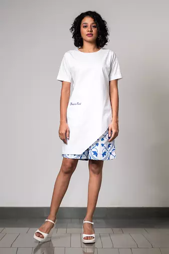 White printed asymmetric co-ord set