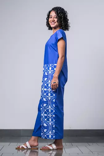 Blue printed linkage jumpsuit
