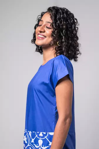 Blue printed linkage jumpsuit