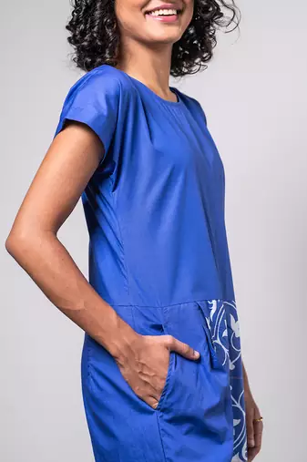 Blue printed linkage jumpsuit