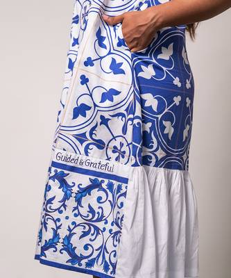 Blue printed twirl dress 4