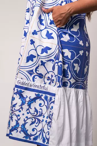 Blue printed twirl dress