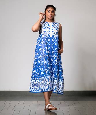 White printed azulejos dress 1