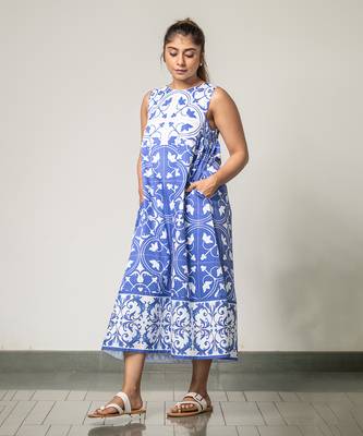 White printed azulejos dress 2