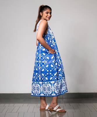 White printed azulejos dress 3