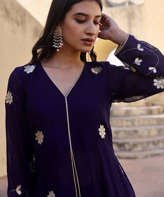 Blue georgette anarkali set 3