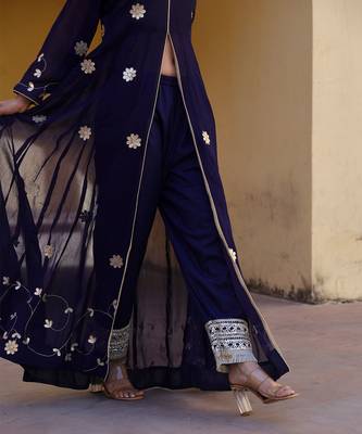 Blue georgette anarkali set 4