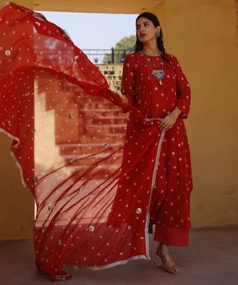 Red georgette anarkali set 2