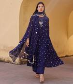 Blue georgette anarkali set
