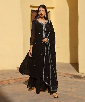 Black georgette kurta sets 1