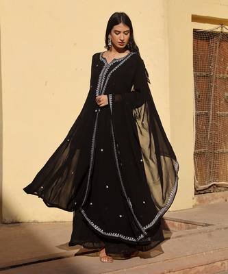 Black georgette kurta sets 2