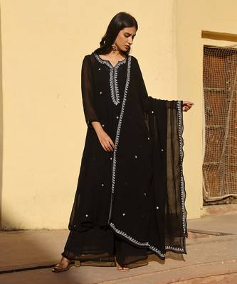 Black georgette kurta sets 3