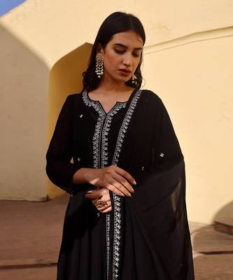 Black georgette kurta sets 4