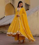 Yellow georgette anarkali set