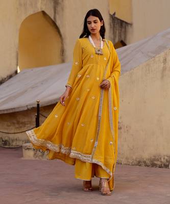 Yellow georgette anarkali set 3