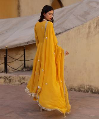 Yellow georgette anarkali set 5