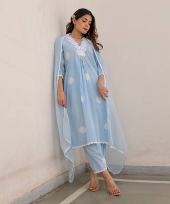 Blue cotton kurta sets 1
