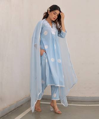 Blue cotton kurta sets 2