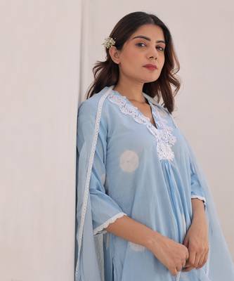 Blue cotton kurta sets 3