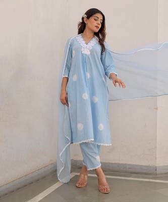 Blue cotton kurta sets 4