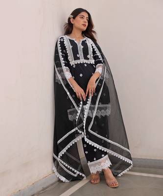 Black cotton kurta sets 1