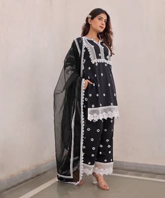 Black cotton kurta sets 5