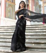 Black silk organza saree