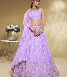 spectacular lavender embroidered georgette lehenga set choli with dupatta