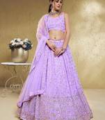 Spectacular Lavender Embroidered Georgette Bridesmaid Lehenga Choli