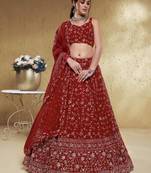 Red Georgette Embroidered Lehenga Choli 