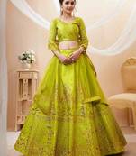 Outstanding Neon Sequins Silk Engagement Wear Lehenga Choli
