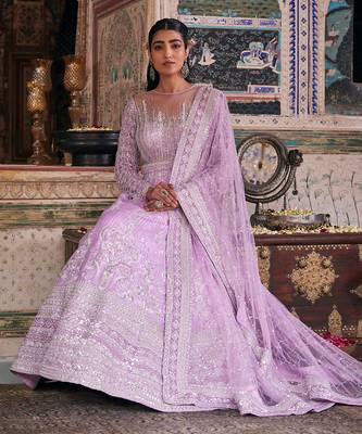 Purple raw silk embroidered anarkali set 2