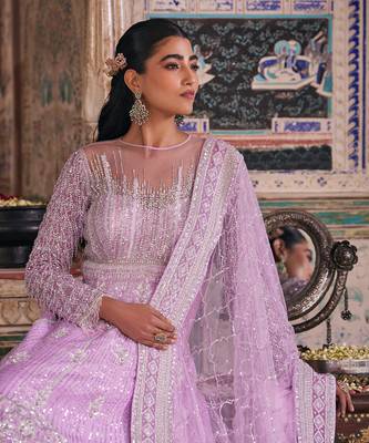 Purple raw silk embroidered anarkali set 3