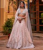 Peach Embroidered Lehenga Set