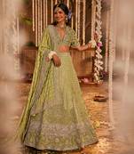 Green Embroidered Lehenga Set