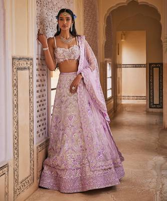 Purple Embroidered Lehenga Set 1