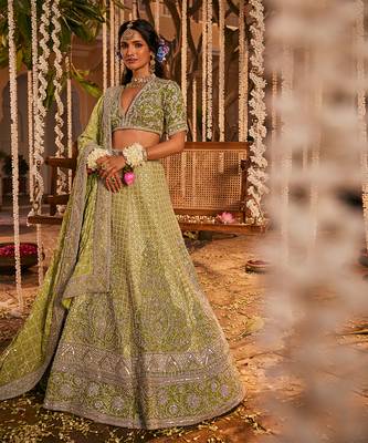 Green Embroidered Lehenga Set 2